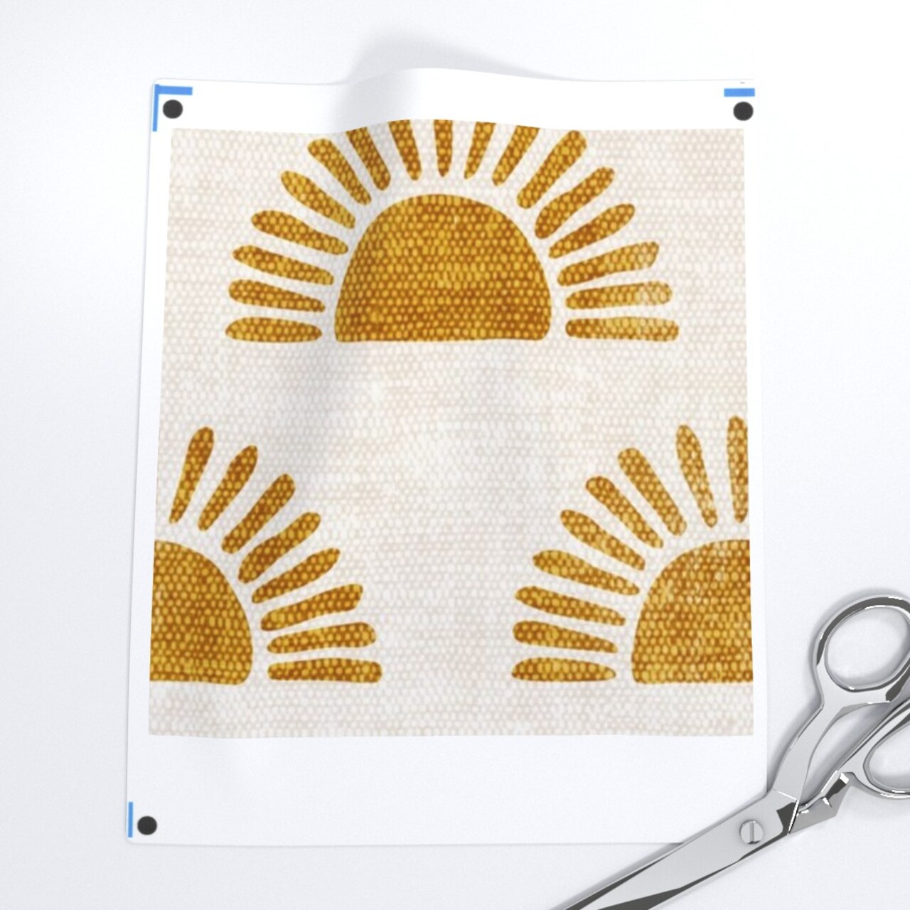 Boho Block Print Sun Sunshine In Golden Orange Custom Removable Wallpaper by Spoonflower Peel & Stick Wallpaper 2FT Wide